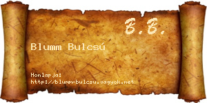Blumm Bulcsú névjegykártya
